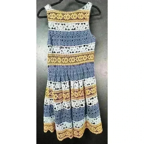 Anthropologie Maeve Multicolored Crochet Lace Dress Womens Size 6 - Picture 7 of 7